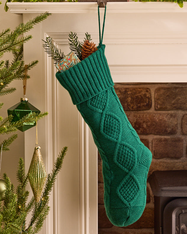Cable Knit Christmas Stockings - Dibor - Grey Stockings