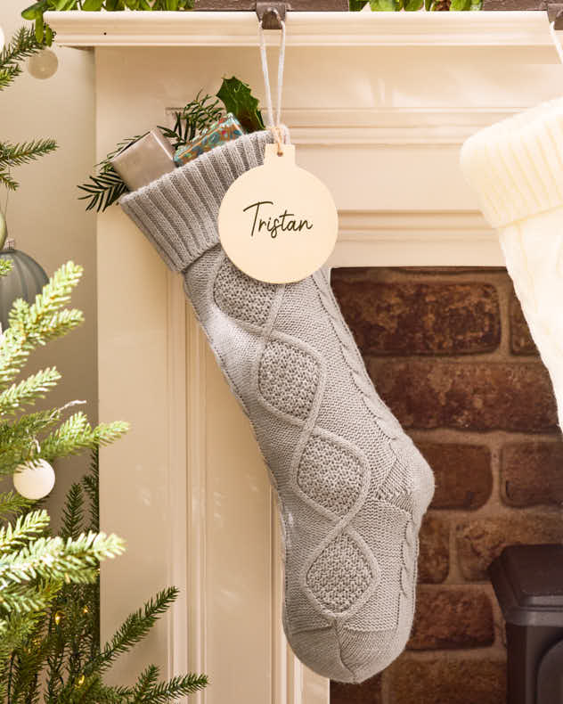 Personalised Cable Knit Christmas Stockings - Dibor - Red Stockings