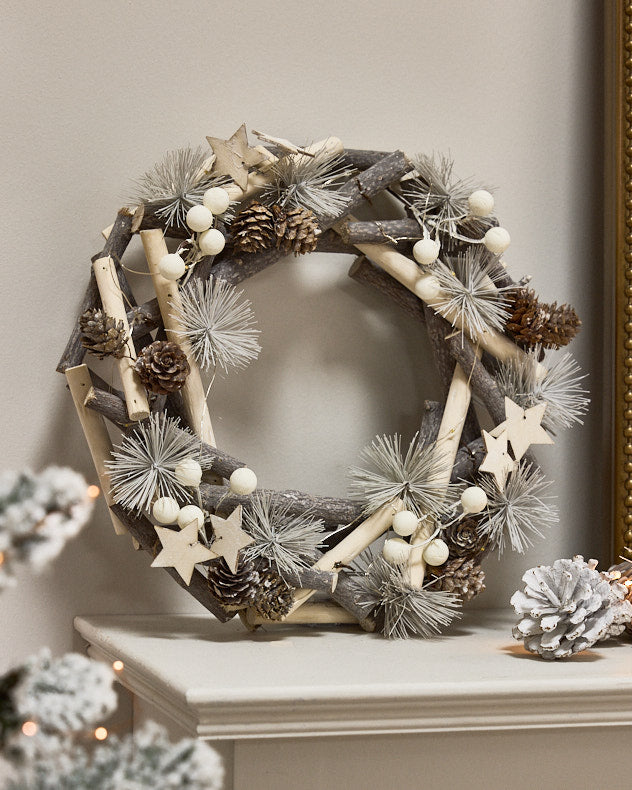 Silent Night Light Up Wreath 30cm