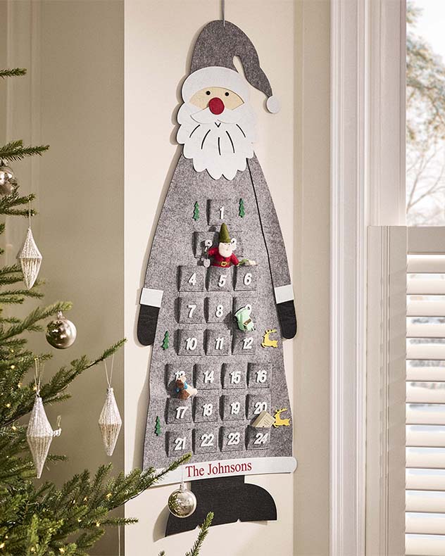 Grey Polyester Advent Calendars - Personalised Grey Santa Giant Advent Calendar