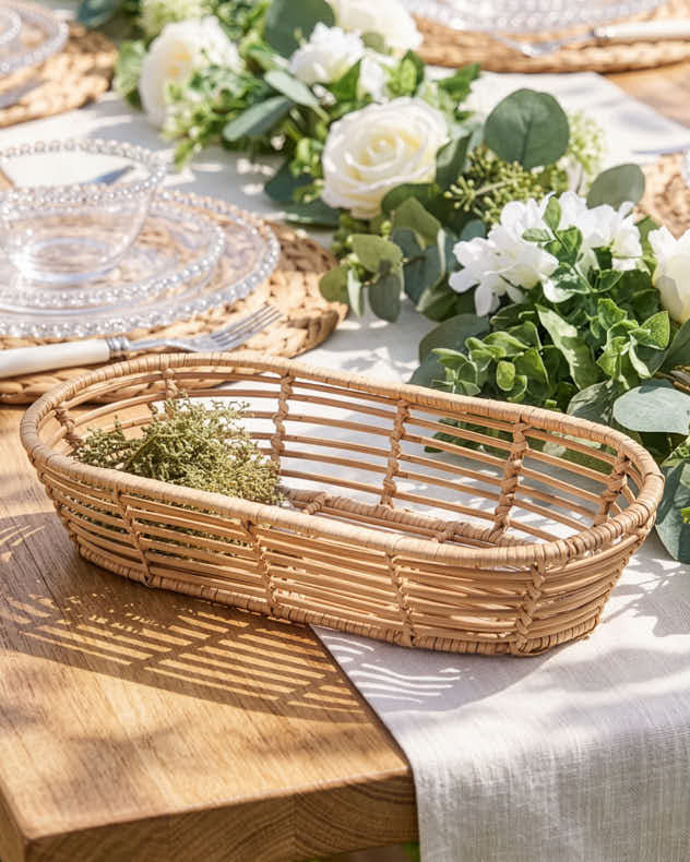Natural Rattan Baskets - Roscoe Long Rattan Basket