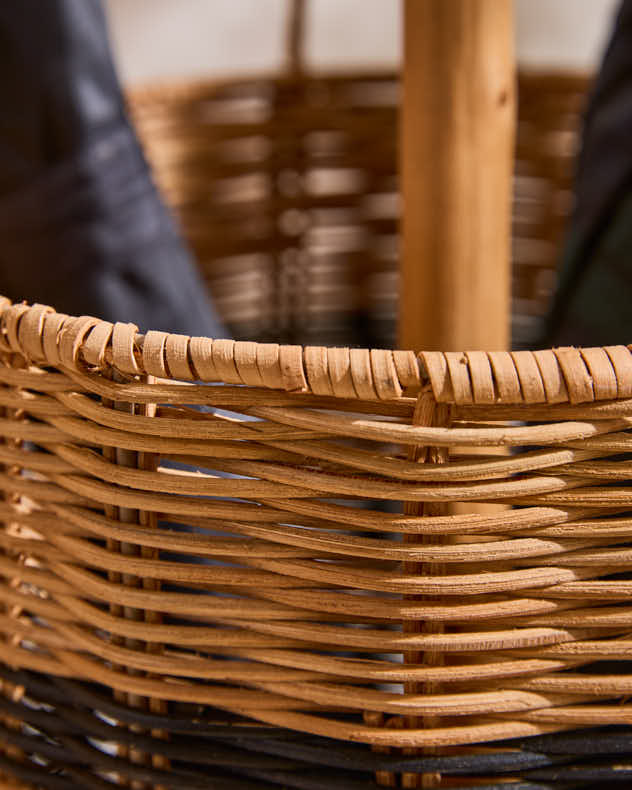 Striped Wicker Umbrella Stand