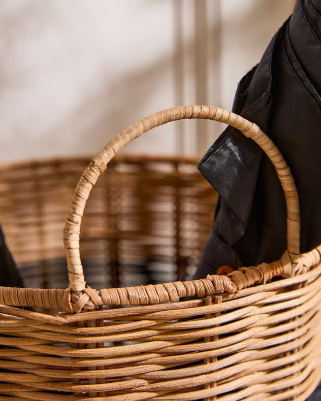 Striped Wicker Umbrella Stand