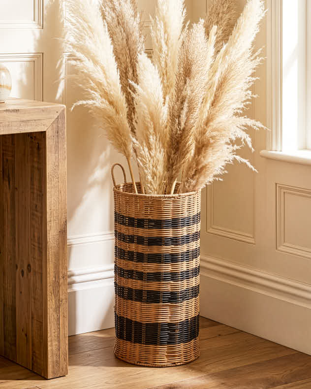 Two Tone Wicker Tall Vase