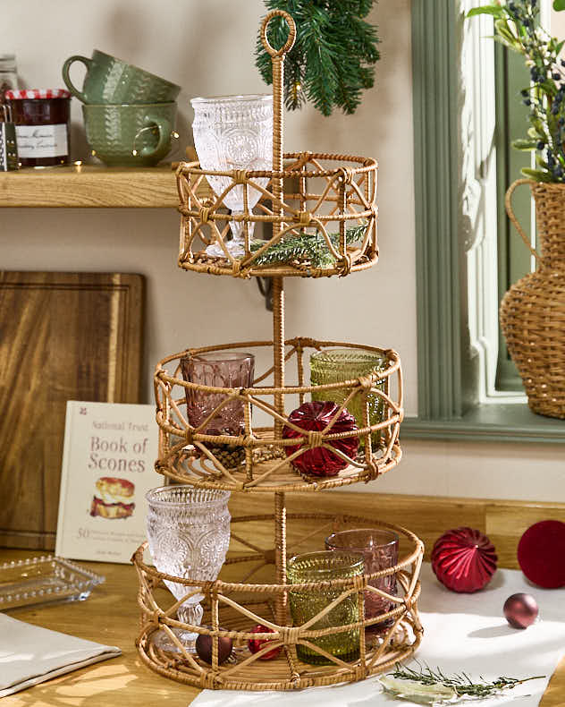 Three Tier Rattan Storage Tower