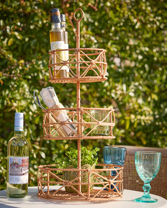 Three Tier Rattan Storage Tower