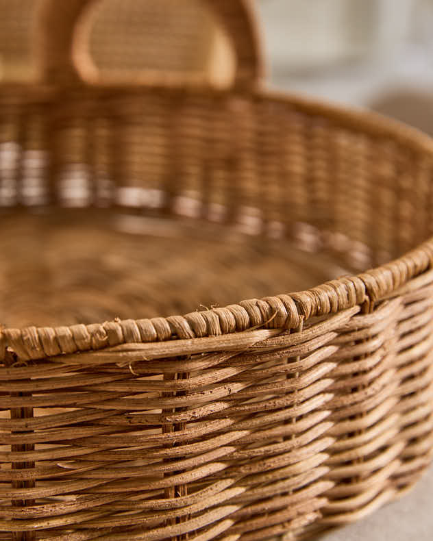 Roscoe Round Rattan Tray with Handles