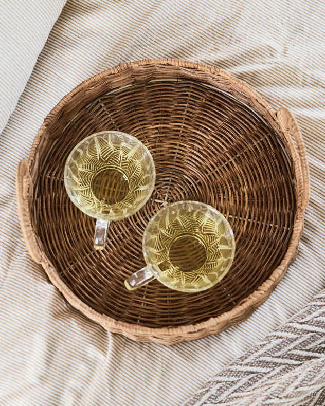 Roscoe Round Rattan Tray with Handles