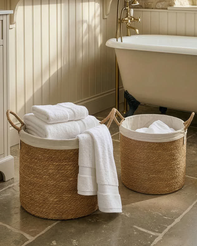 Large Natural Seagrass Baskets - Lined Seagrass Basket