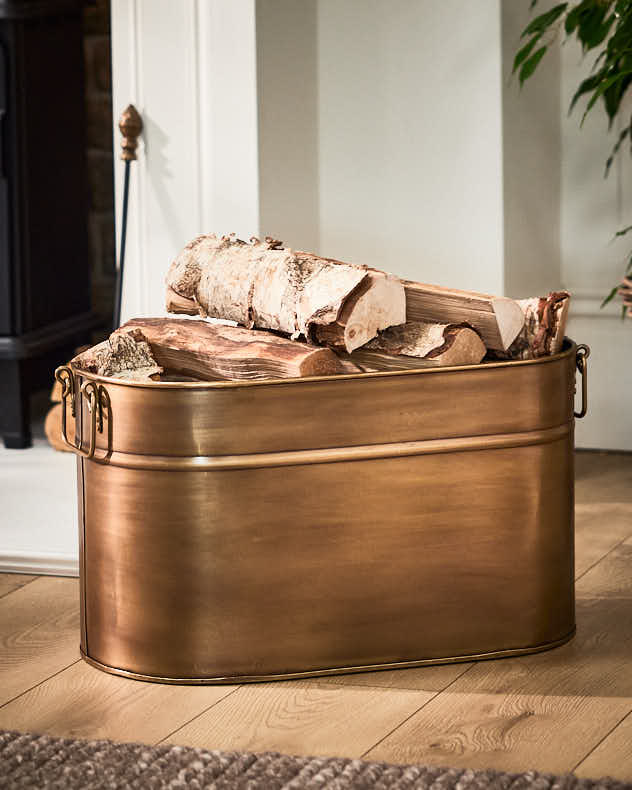 Antique Brass Oval Fireplace Bucket
