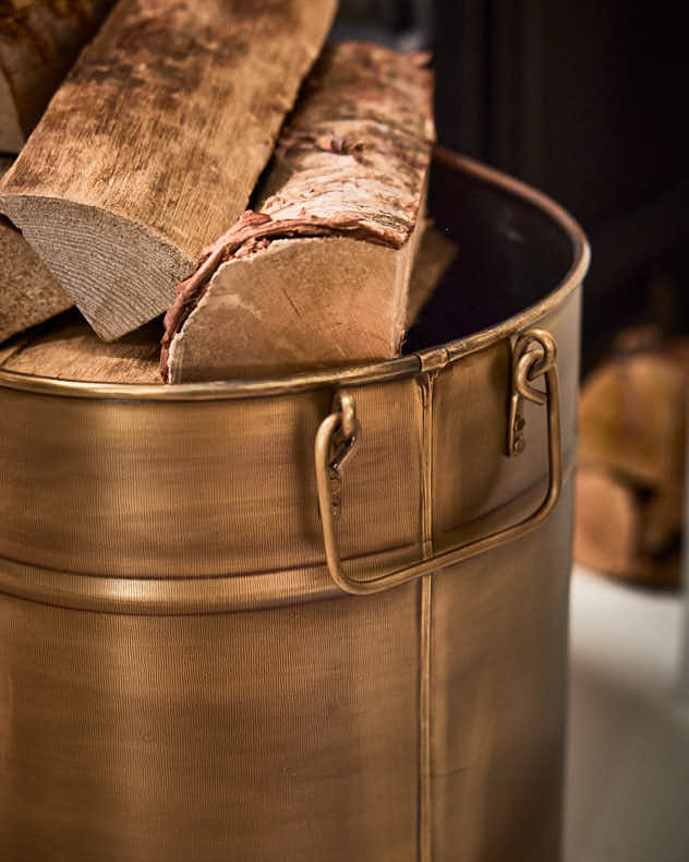 Antique Brass Oval Fireplace Bucket