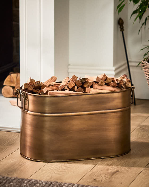 Antique Brass Oval Fireplace Bucket
