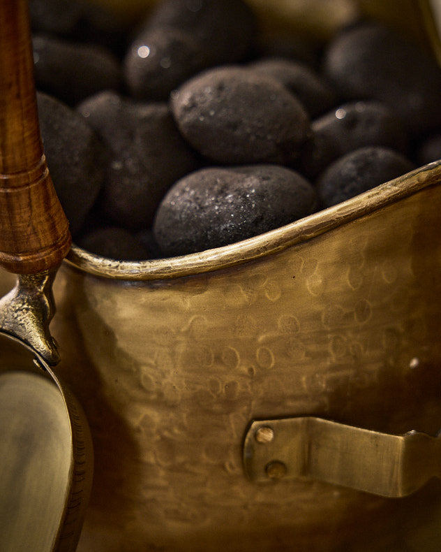 Rounded Brass Coal Bucket & Shovel