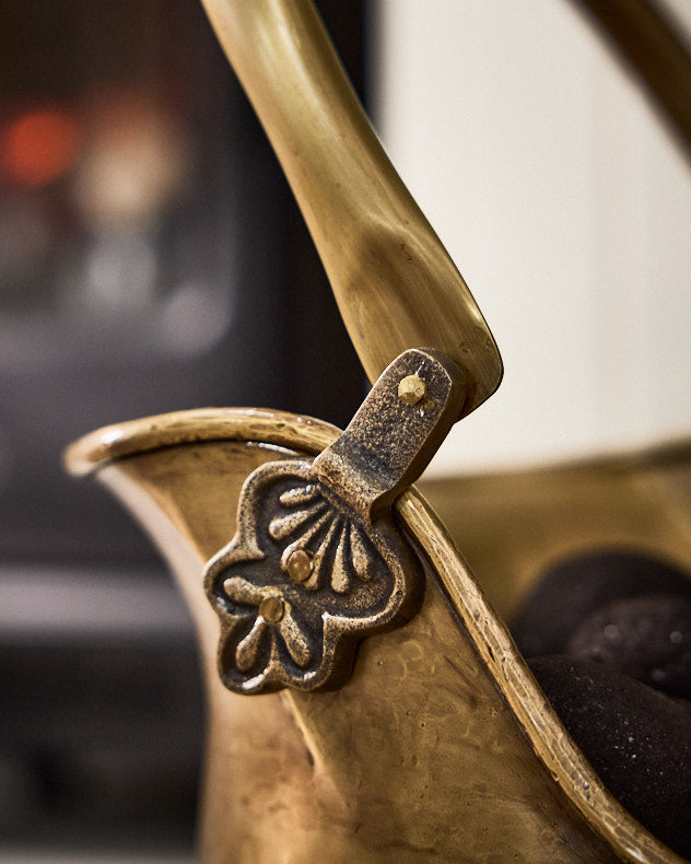 Rounded Brass Coal Bucket & Shovel