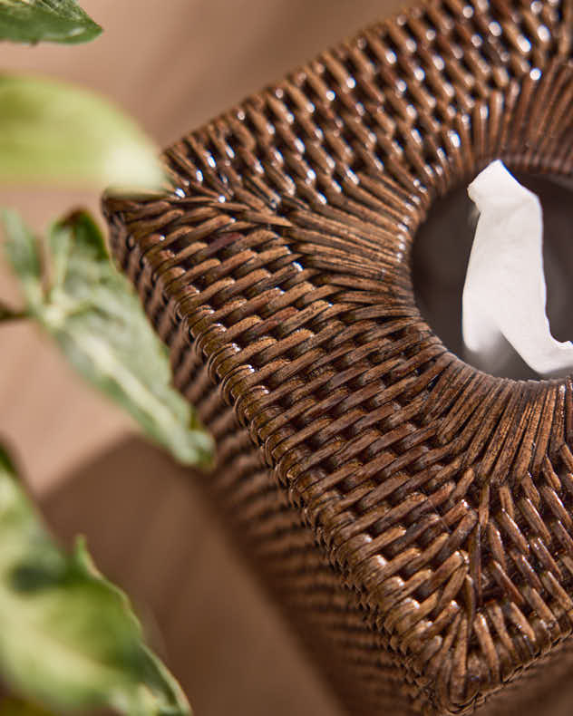 Square Natural Rattan Tissue Box Cover