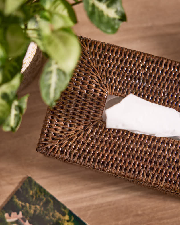 Taschentuchbox-Abdeckung aus natürlichem Rattan