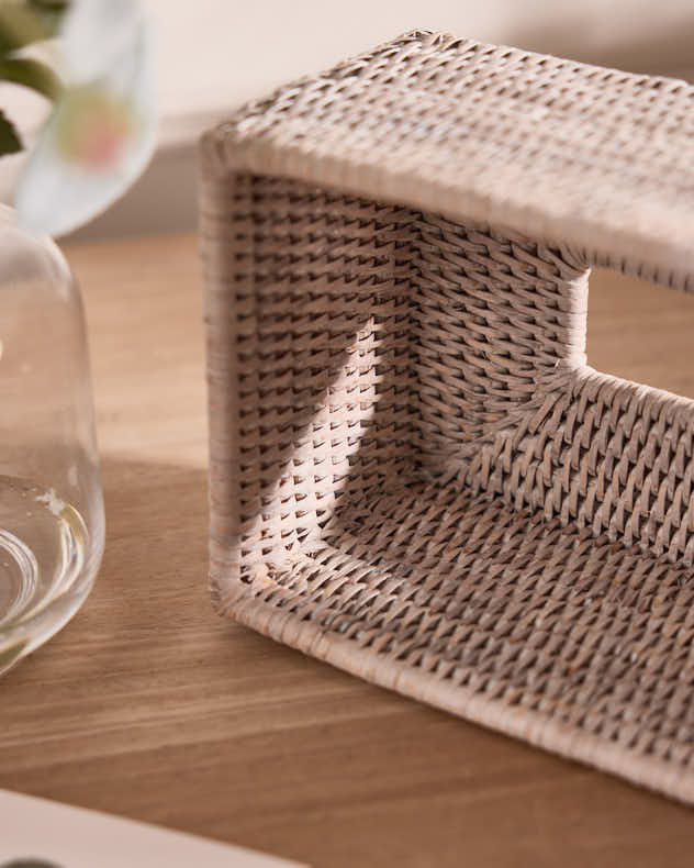 White Rattan Tissue Box Cover
