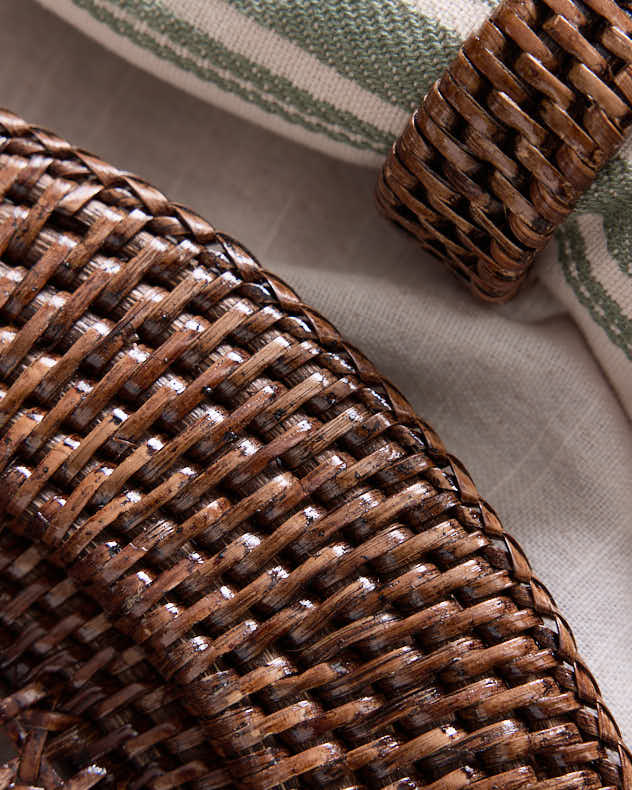 Set of 2 Brown Premium Rattan Charger Plates