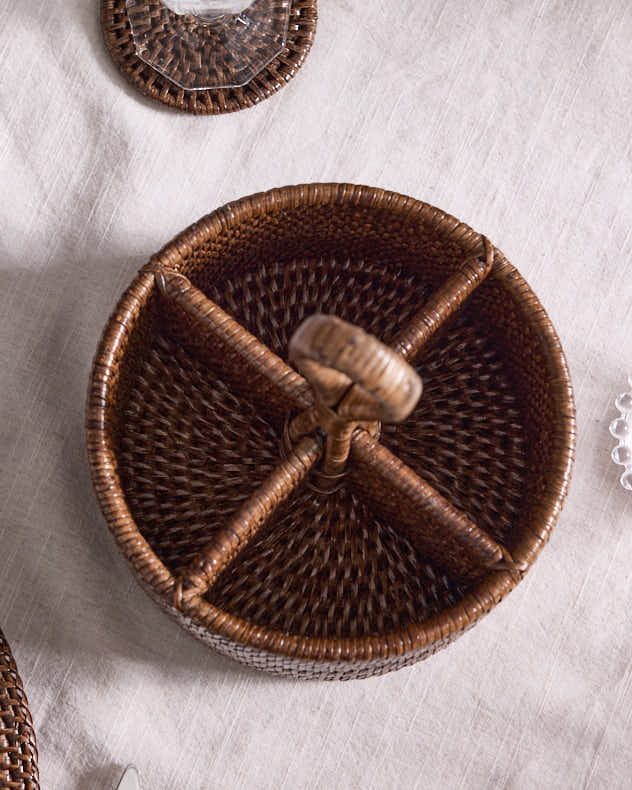Premium Brown Rattan Cutlery Caddy