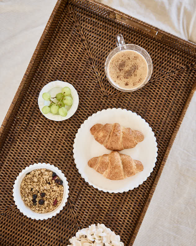 Brown Rattan Folding Breakfast Tray