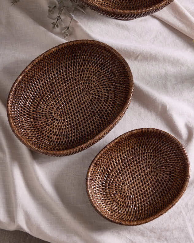 Natural Rattan Rounded Basket