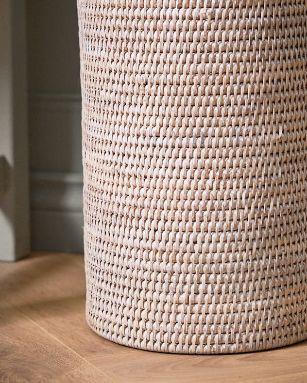 Premium White Rattan Umbrella Stand