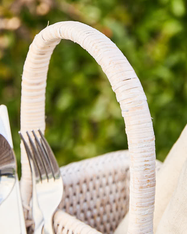 Storage Baskets - Two Compartment Rattan Storage Basket