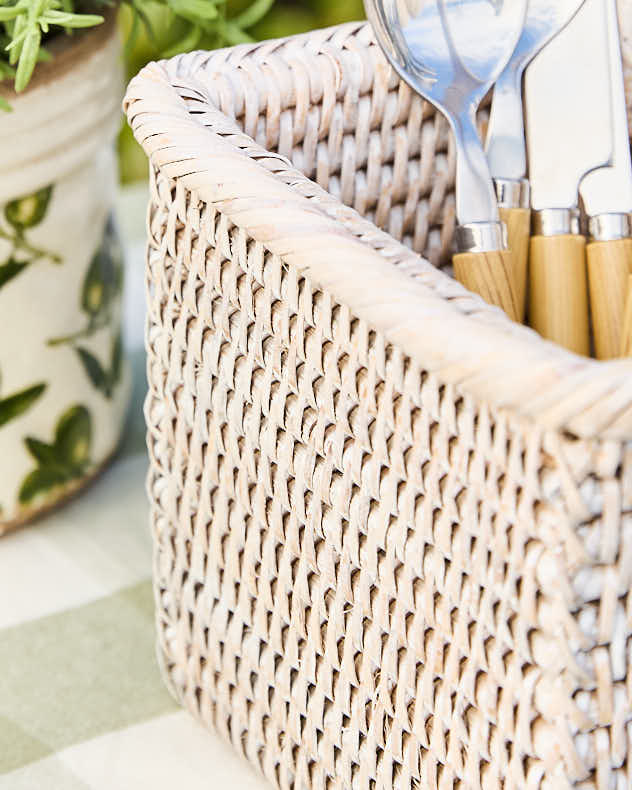 Storage Baskets - Two Compartment Rattan Storage Basket