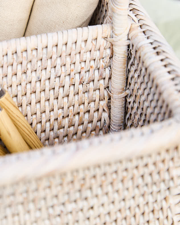 White Rattan Double Storage Basket