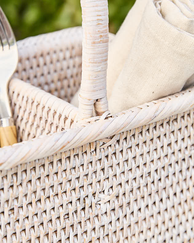 White Rattan Double Storage Basket