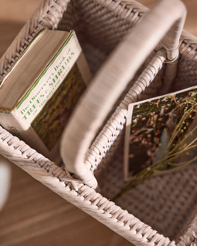 White Rattan Double Storage Basket