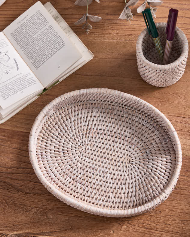 Premium White Rattan Display Tray