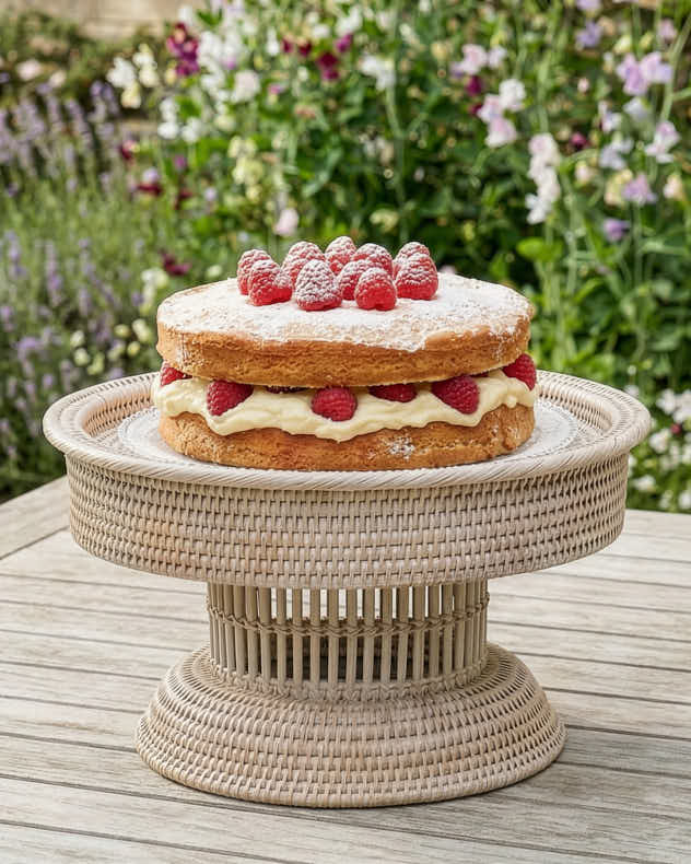 White Rattan Cake Stand - Premium White Rattan Display Stand