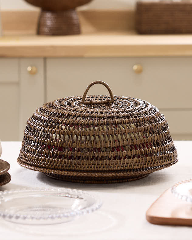 Rattan Serving Plate and Food Cover