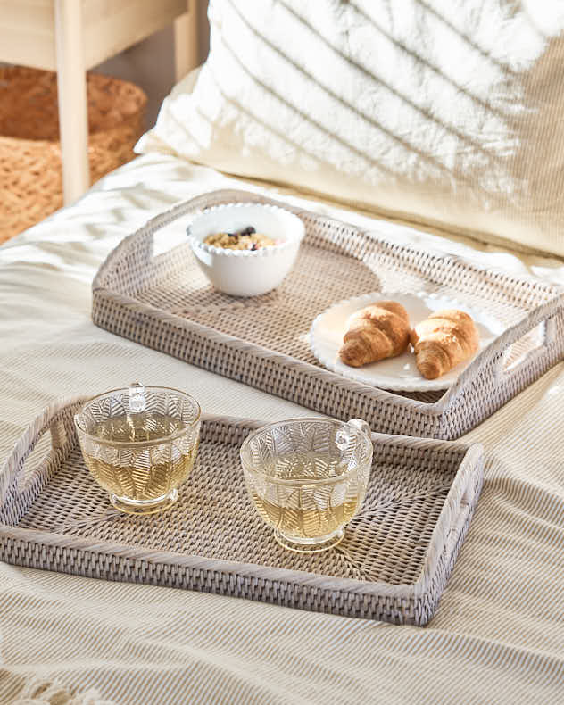 White Rattan Morning Tray