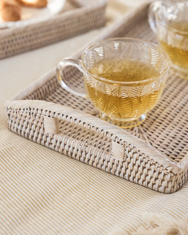 White Rattan Morning Tray