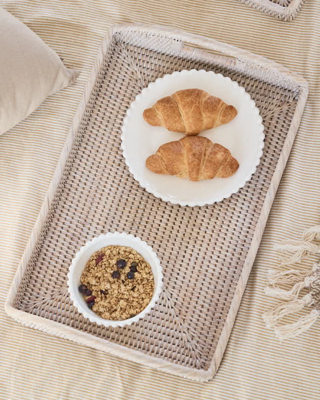 White Rattan Morning Tray