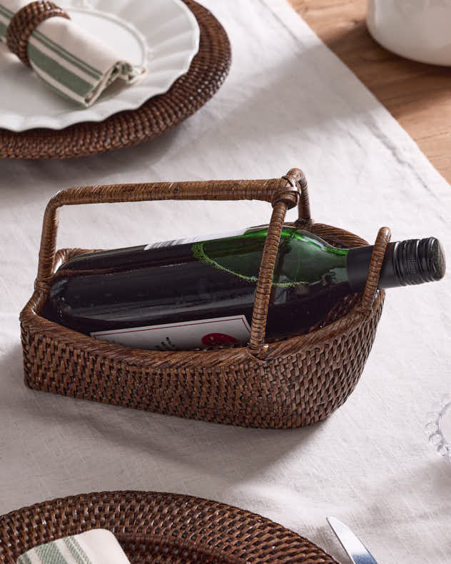 Brown Rattan Bottle Holders - Premium Rattan Bottle Caddy