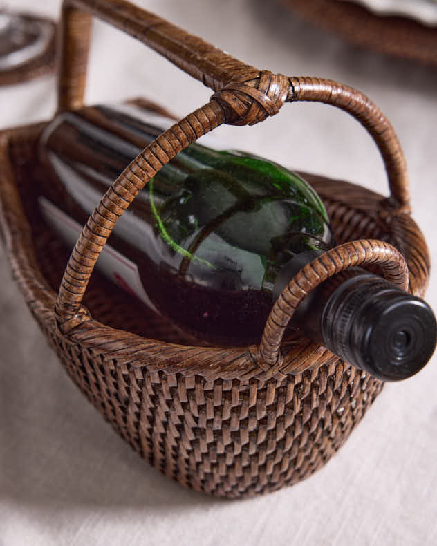 Bottle Holders - Premium Rattan Bottle Caddy