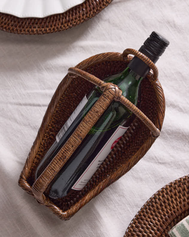 Bottle Holders - Premium Rattan Bottle Caddy