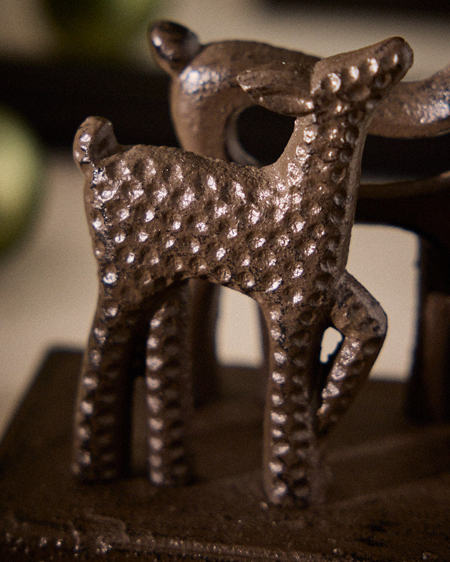 Antique Brown Deer & Doe Stocking Holder