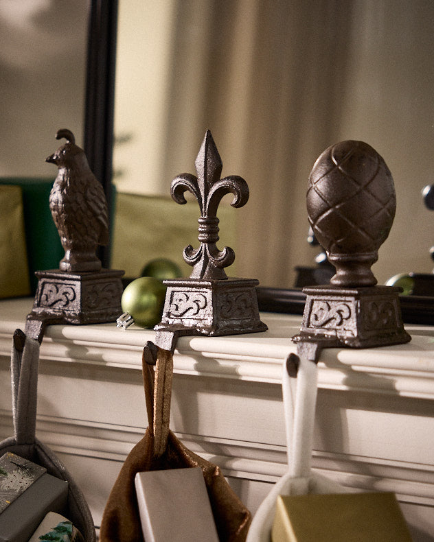 Artichoke Brown Recycled Iron Stocking Holders - Antique Brown Stocking Holder