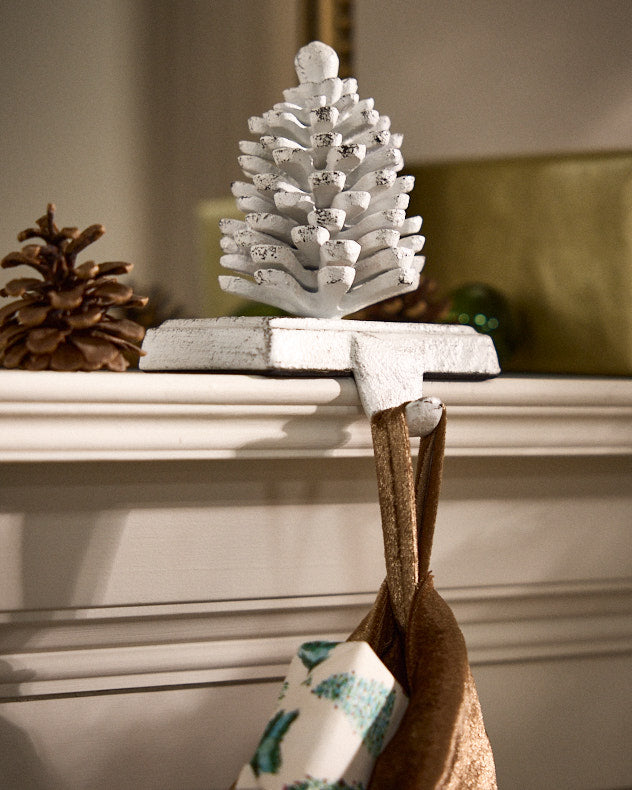 White Pine Cone Stocking Holder
