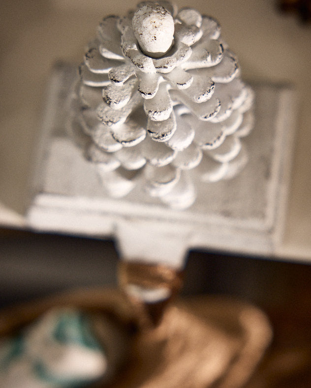White Pine Cone Stocking Holder