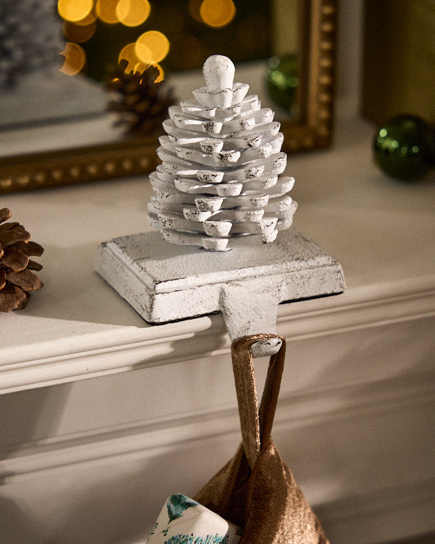 White Pine Cone Stocking Holder