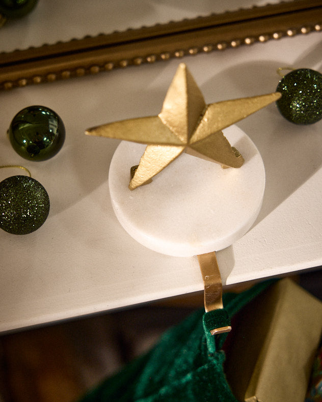 Stocking Holders - Marble & Gold Star Stocking Holder