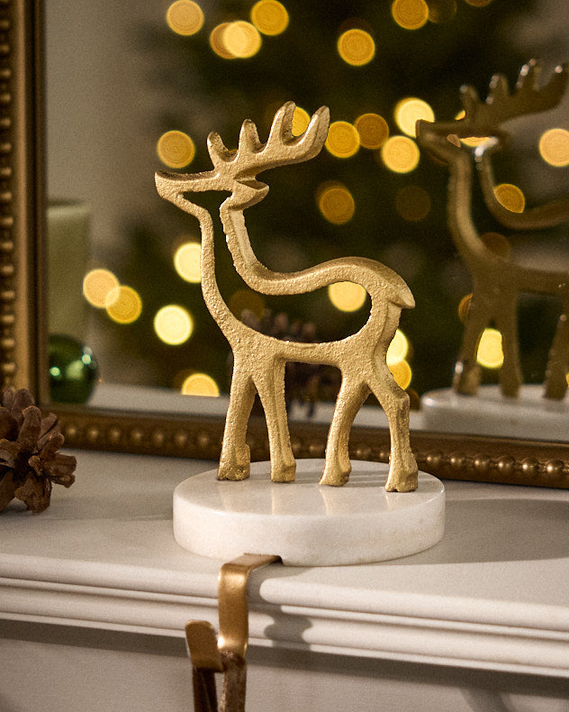 Marble & Gold Reindeer Stocking Holder
