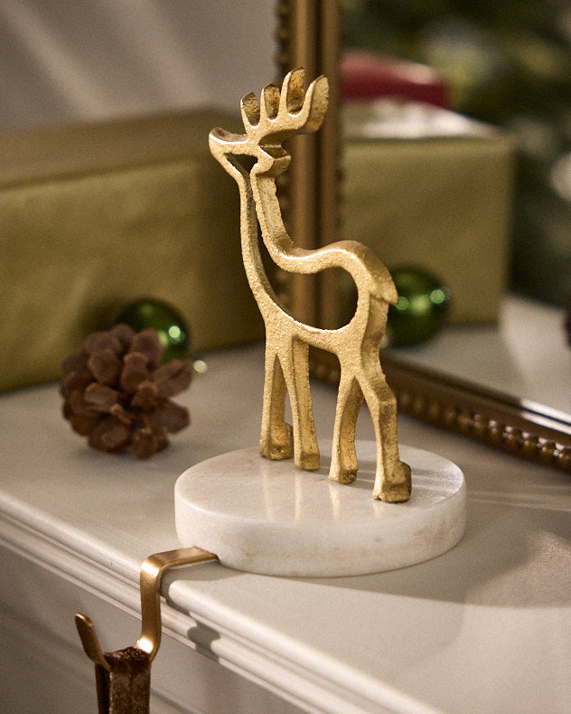 Marble & Gold Reindeer Stocking Holder