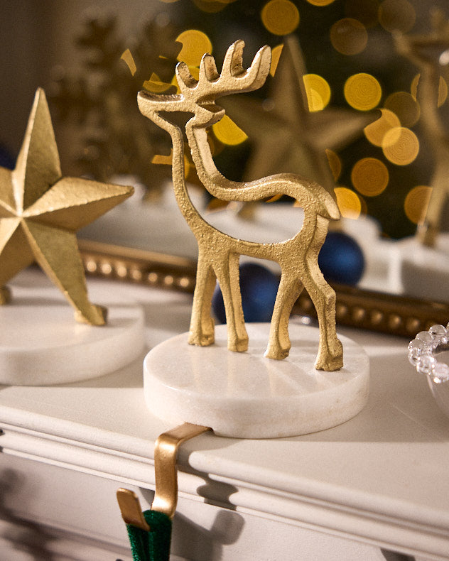 Marble & Gold Reindeer Stocking Holder