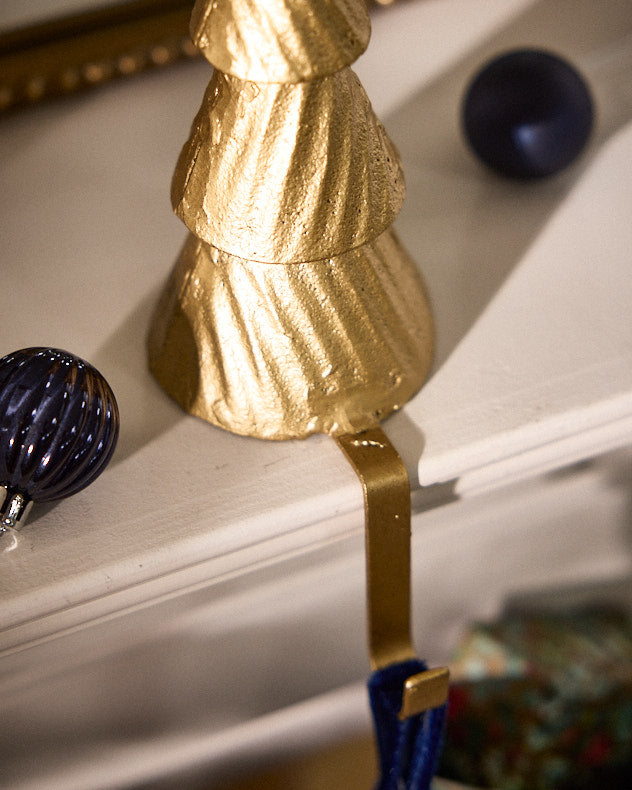 Gold Fir Tree Stocking Holder